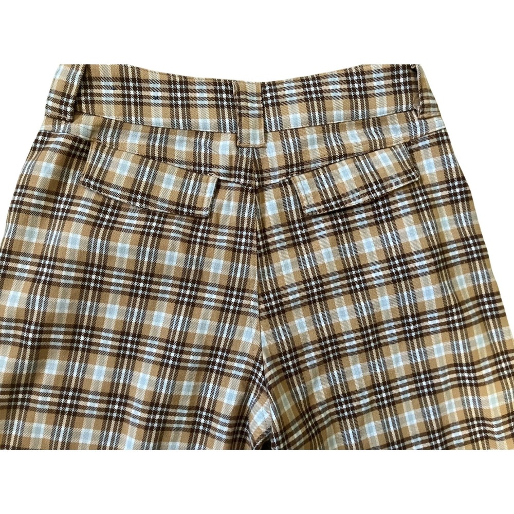 Hollister High-Rise Baggy Plaid Pants Brown Blue Wide Leg Trousers W25 Size 1R - Picture 4 of 6